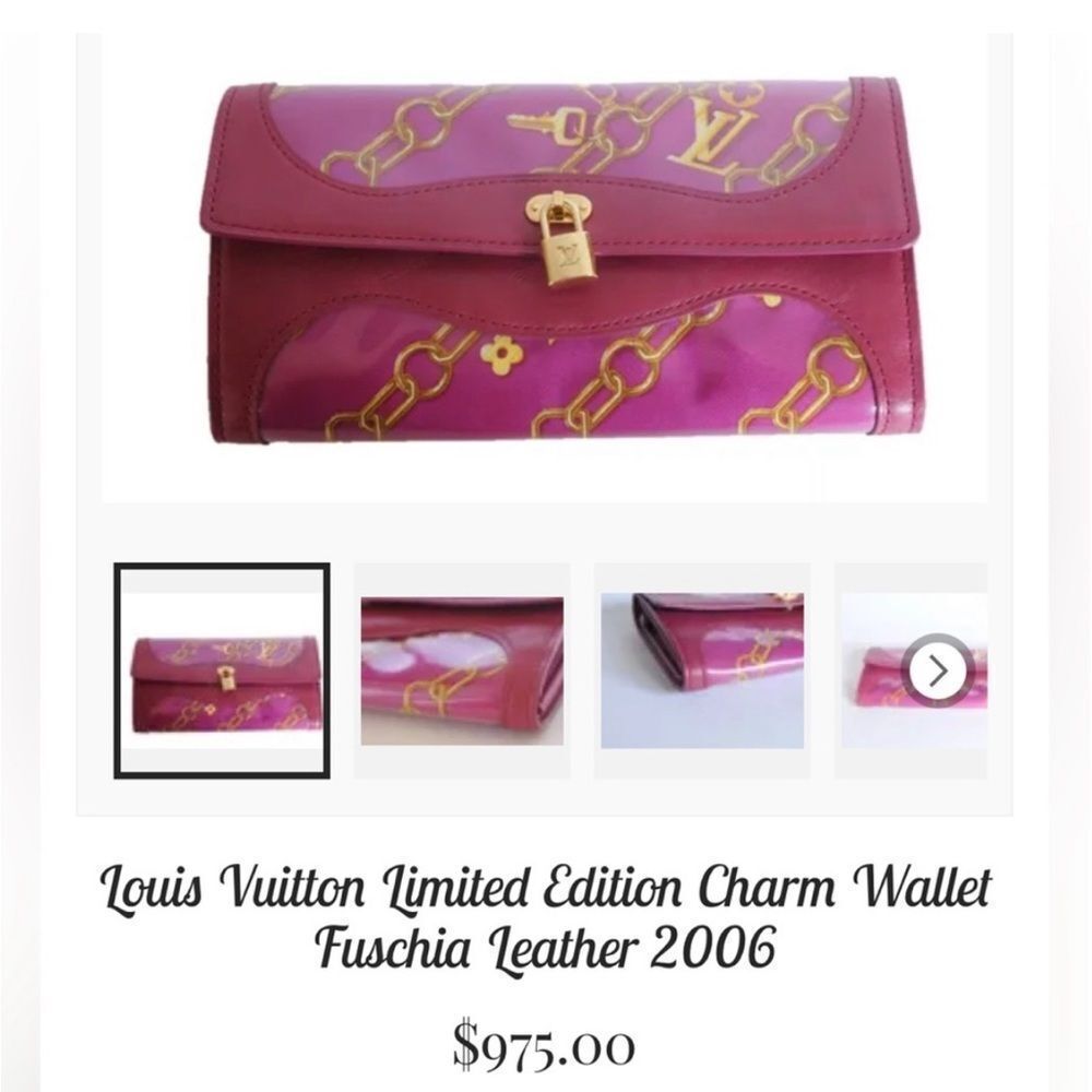 *Authentic* Louis Vuitton *Limited Edition* Charm Wallet Fuschia leather Wallet - Picture 2 of 16